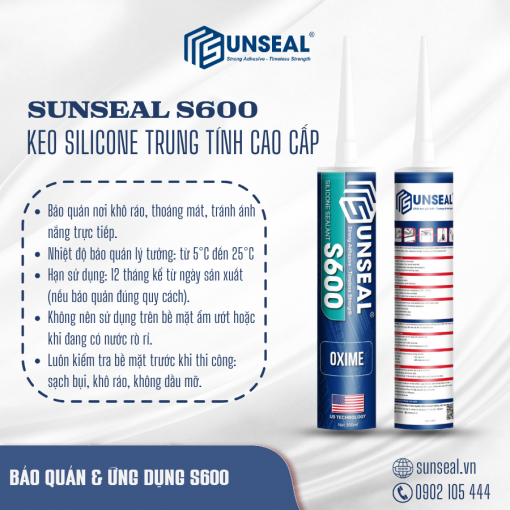 Bảo quản và hướng dẫn sử dụng keo Silicone Sunseal S600