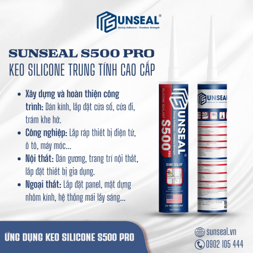 Ứng dụng của keo silicone Sunseal S500 Pro