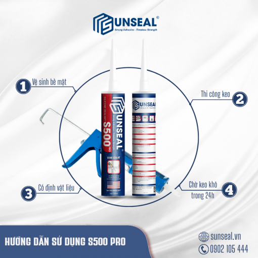 Hướng dẫn sử dụng keo silicone Sunseal S500 Pro