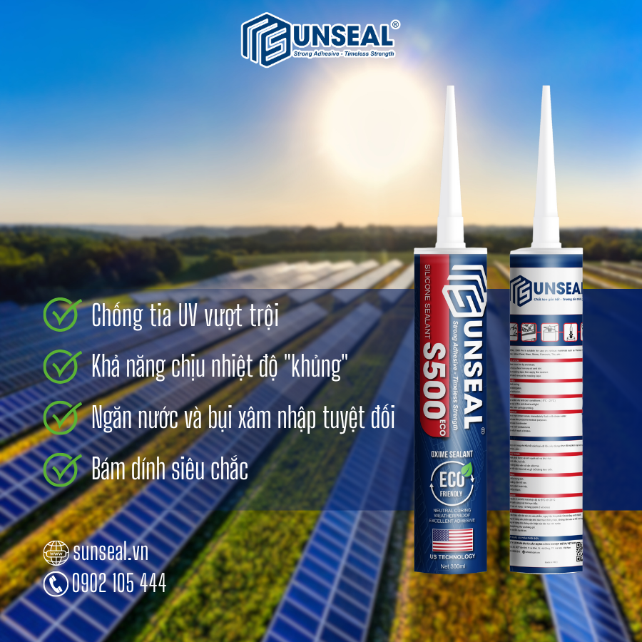 Ưu điểm của keo silicone cho năng lượng mặt trời Sunseal