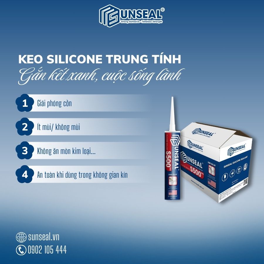 Keo silicone trung tính được ưu tiên sử dụng bởi sự an toàn cho sức khỏe và môi trường
