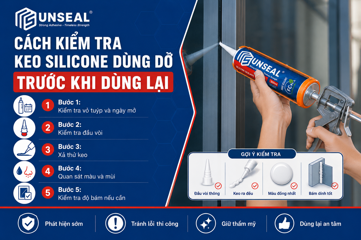 Cách kiểm tra keo silicone dùng dở trước khi dùng lại 