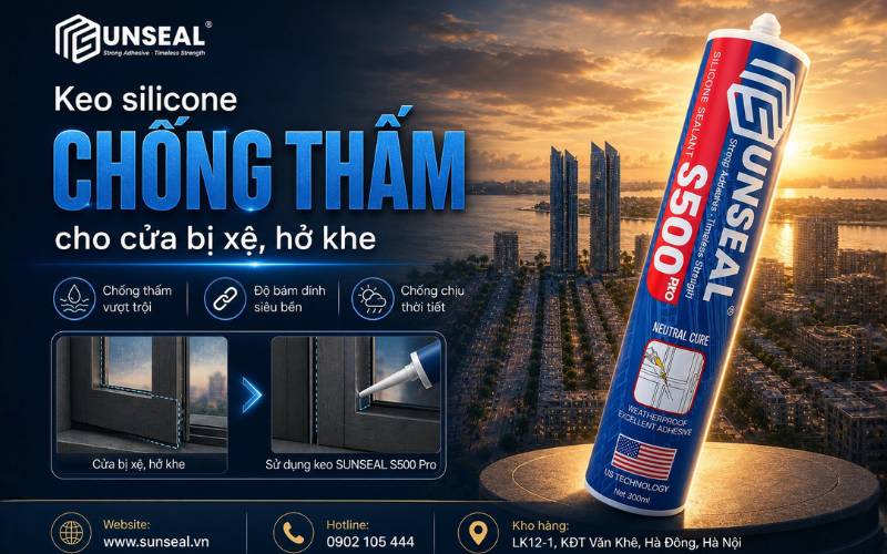 Keo silicone chống thấm cho cửa bị xệ hở khe