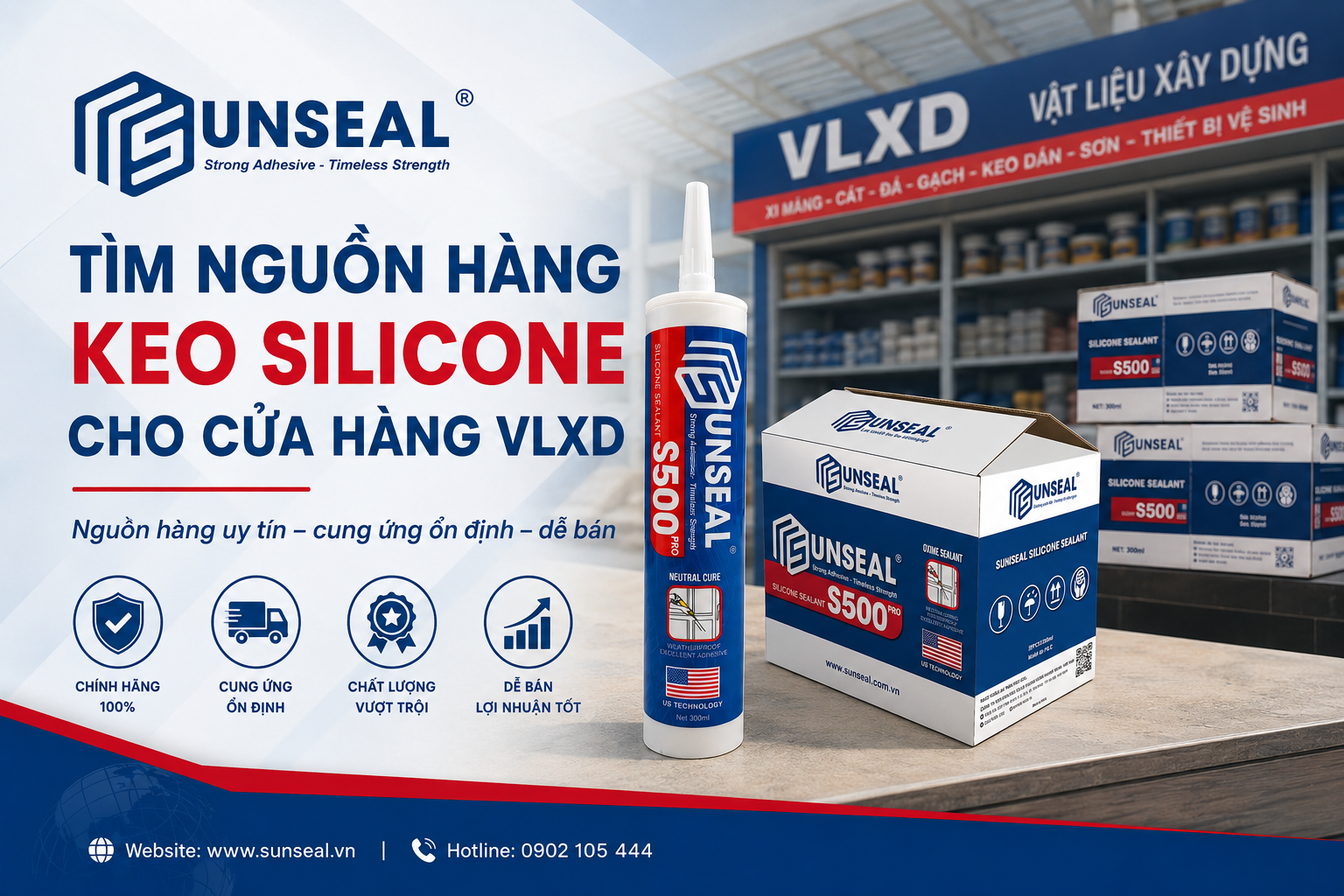 Tìm nguồn hàng keo silicone cho cửa hàng VLXD uy tín