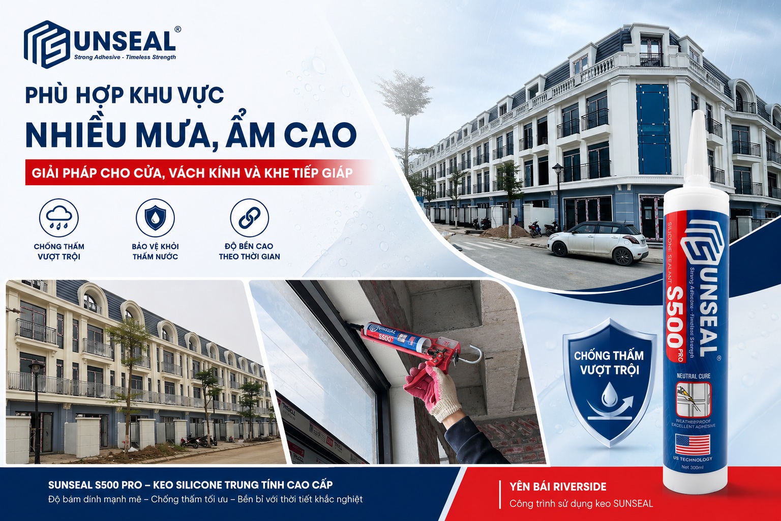 Keo silicone chống thấm cho khu vực mưa ẩm