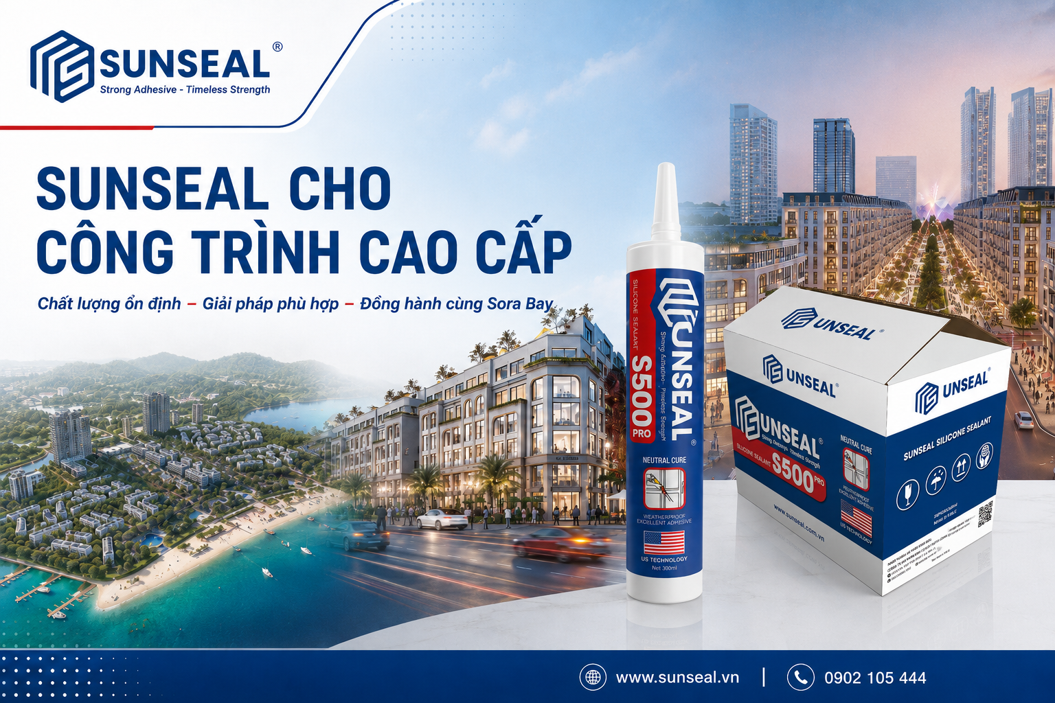 Sunseal cung ứng keo theo tiến độ và yêu cầu chất lượng của Sora Bay Hạ Long