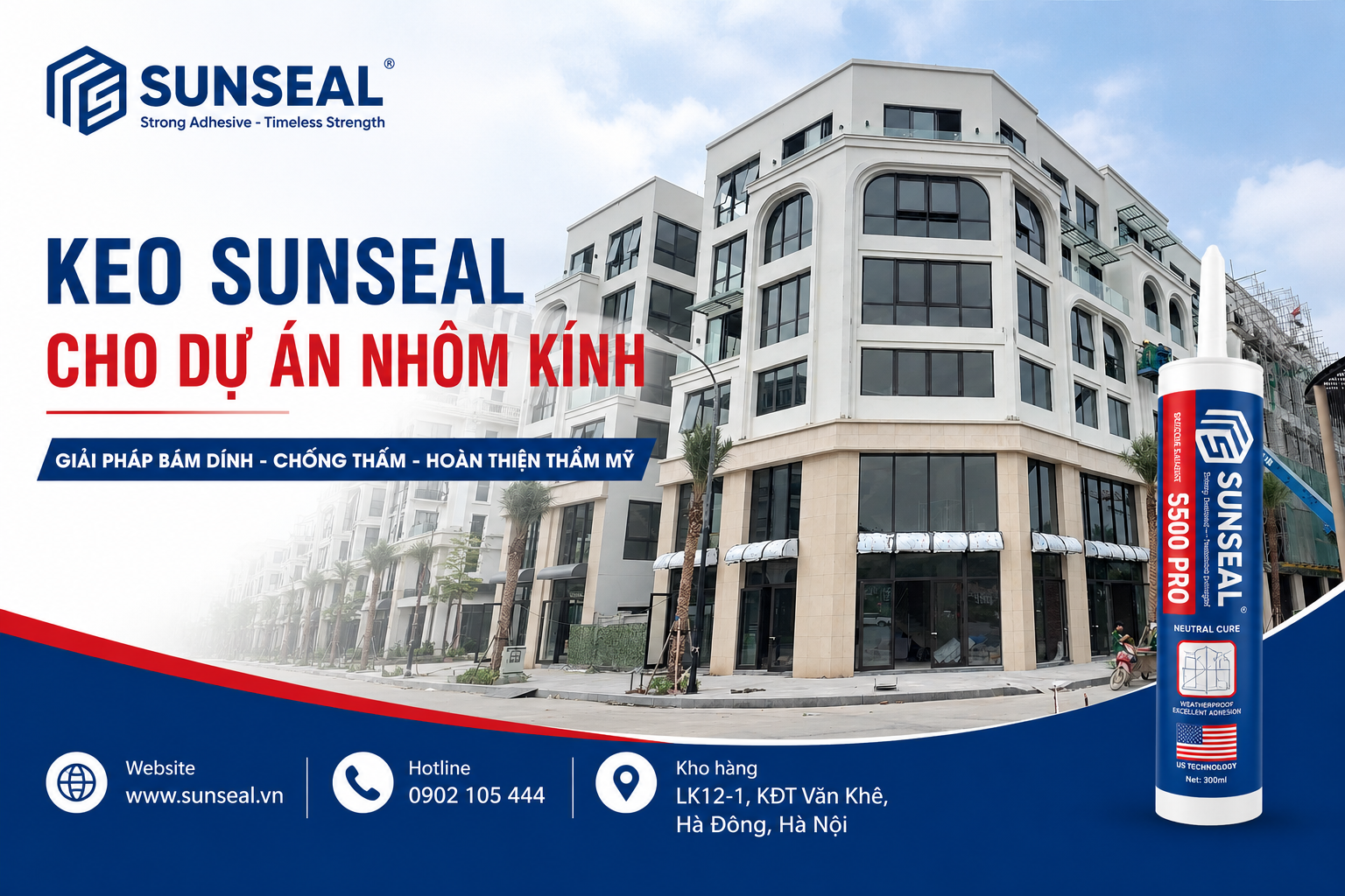 Keo Sunseal cho dự án nhôm kính