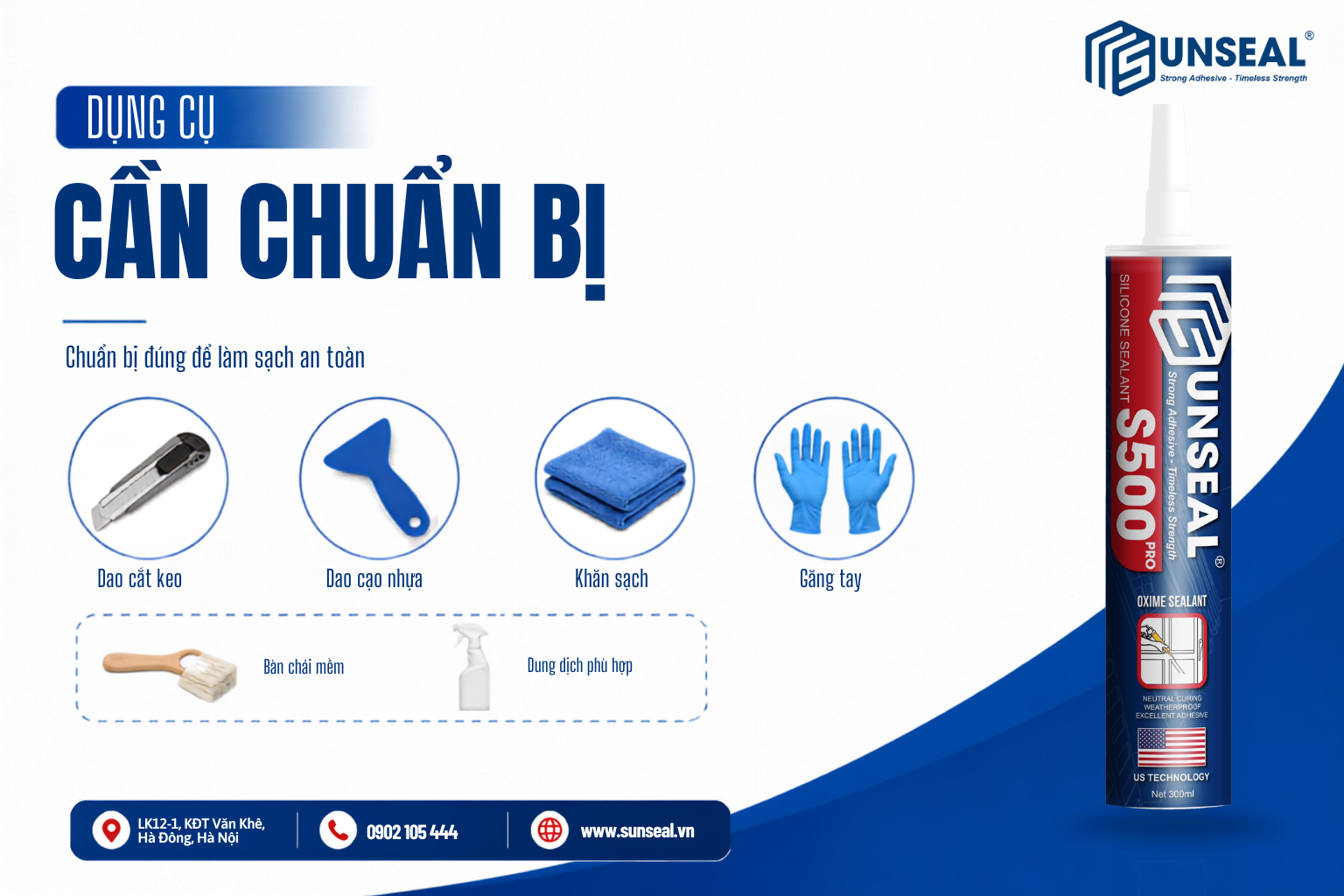Dụng cụ cần chuẩn bị khi tẩy keo silicone khô