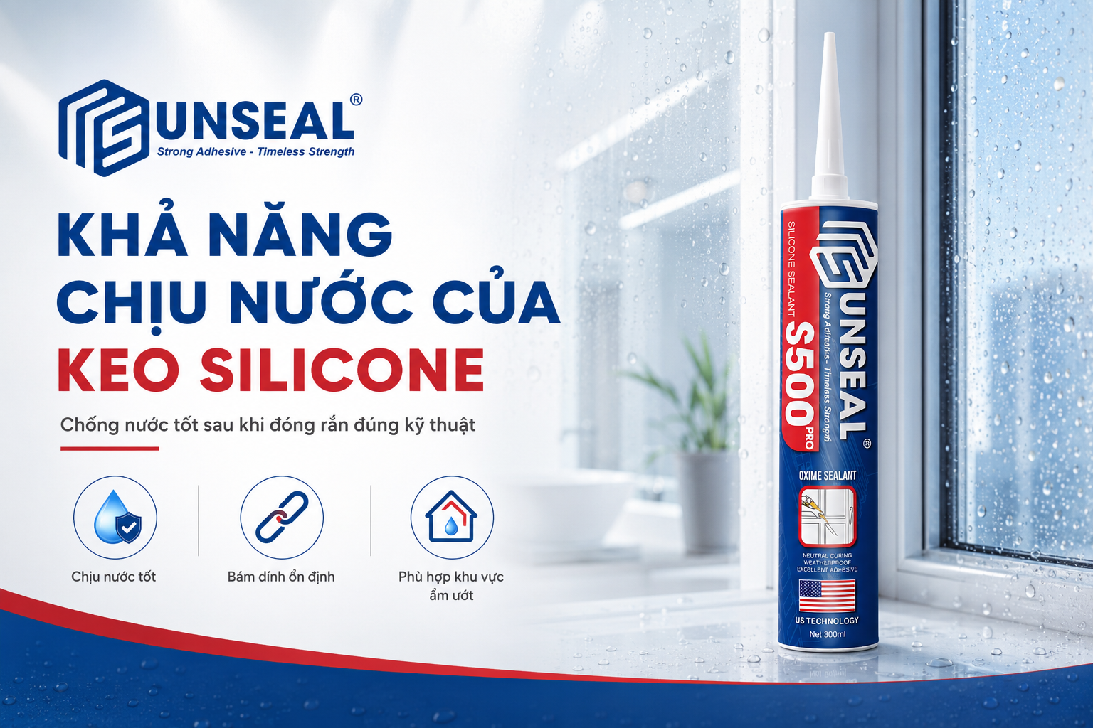 Keo silicone có chịu nước không và những lưu ý khi sử dụng keo Sunseal S500 Pro