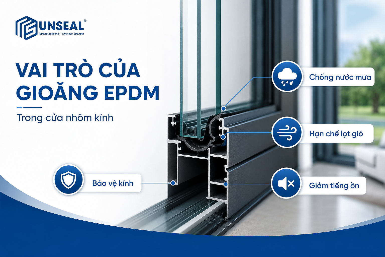 Gioăng EPDM cho cửa nhôm kính hỗ trợ kín nước kín khí và giảm rung