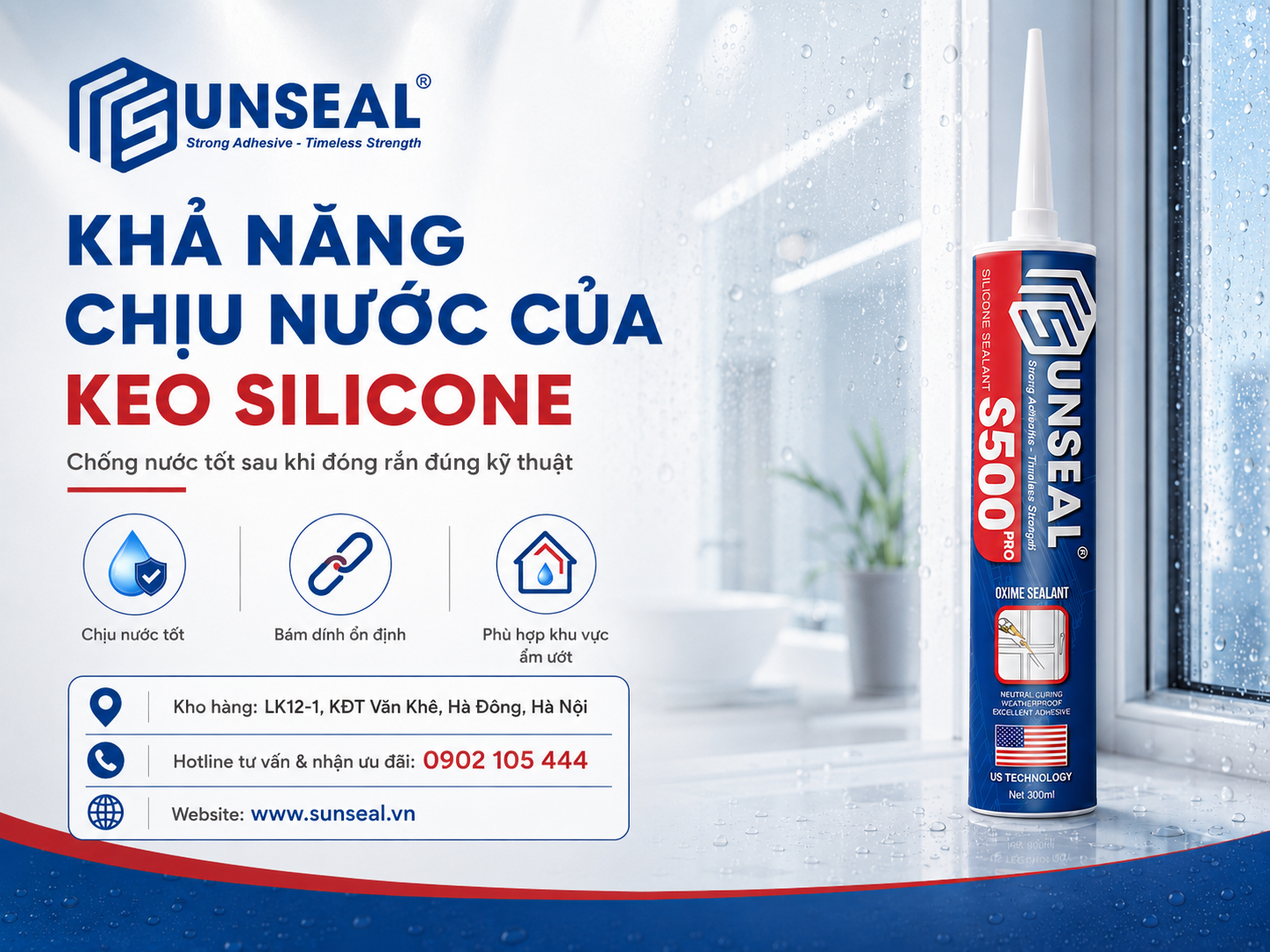 Khả năng chịu nước của keo silicone sau khi đóng rắn đúng kỹ thuật