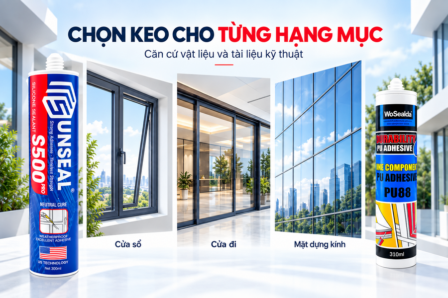 - Chọn keo theo hạng mục